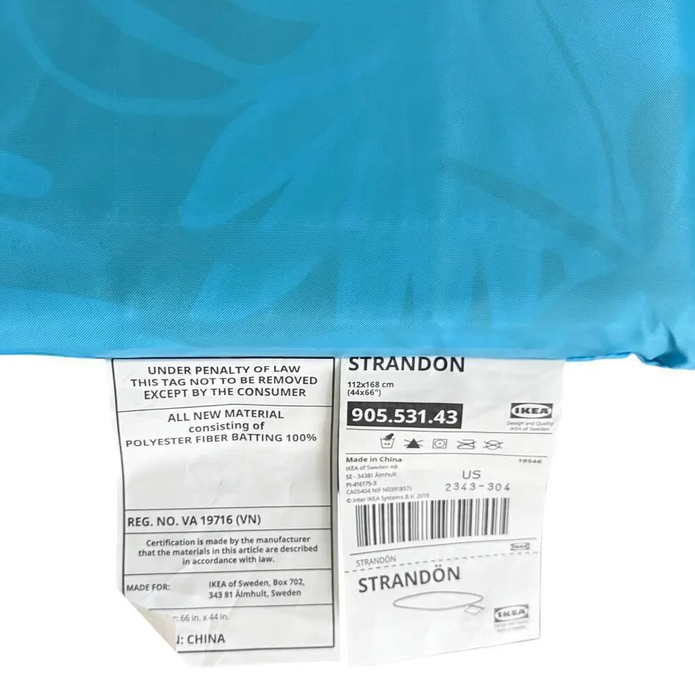 IKEA STRANDON White & Green Picnic Blanket Oval 44